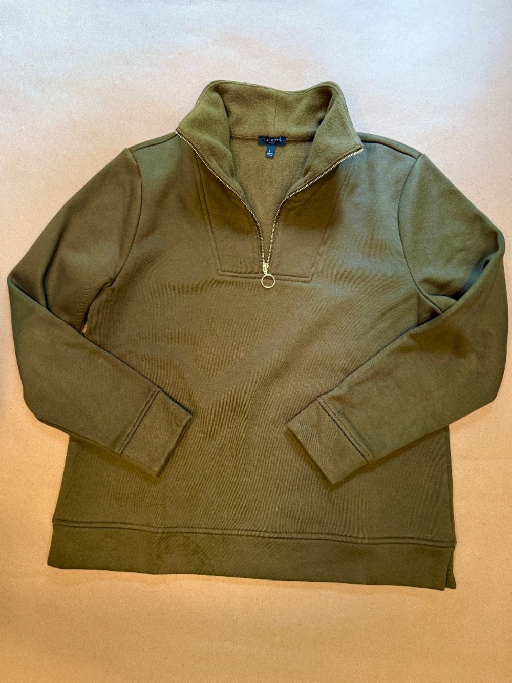Talbots Olive LP 1/4 Zip Fleece Pullover